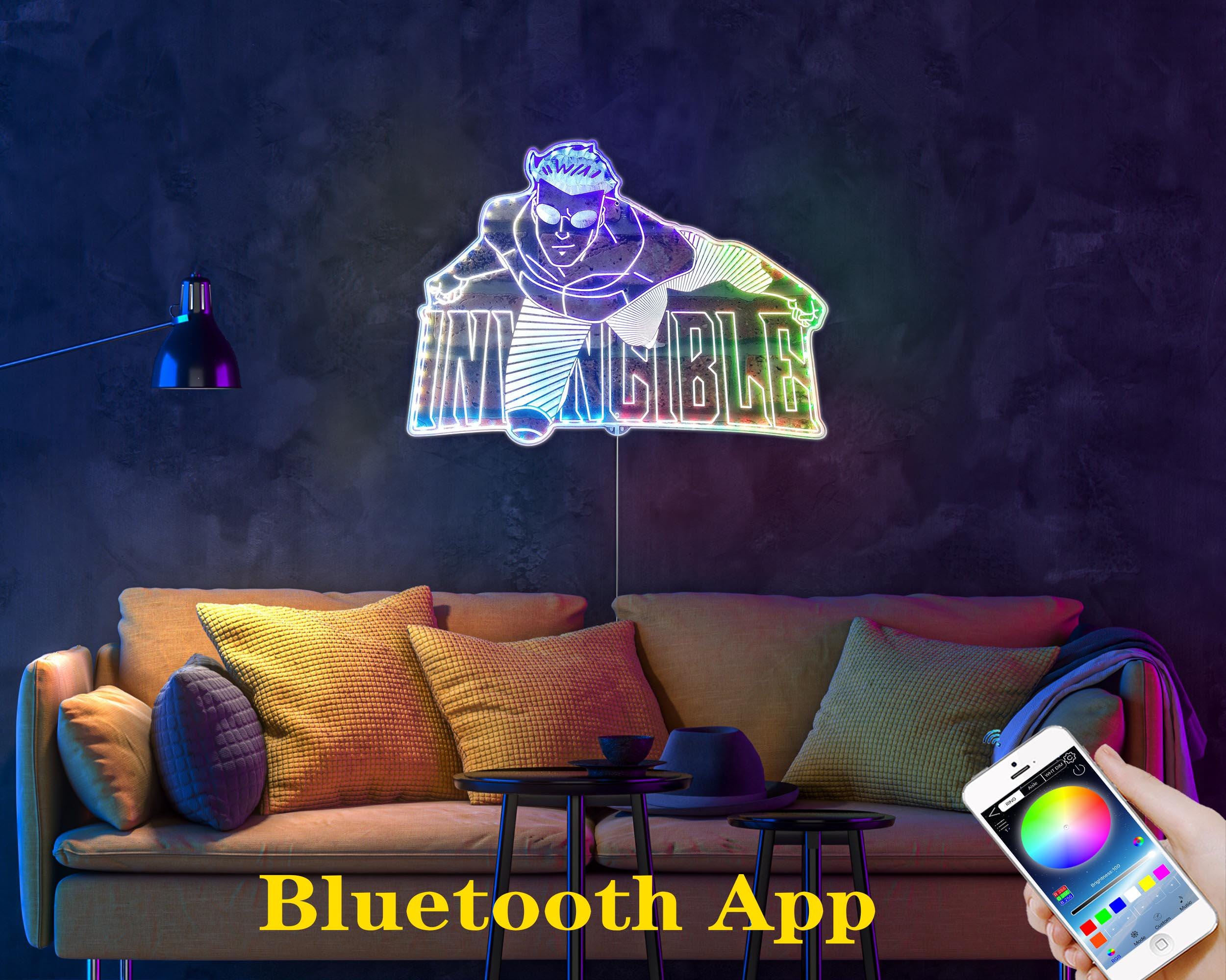 Invincible Lamp Invincible Wall LED Light Sign With Multi Colors, Custom Comic Game ...