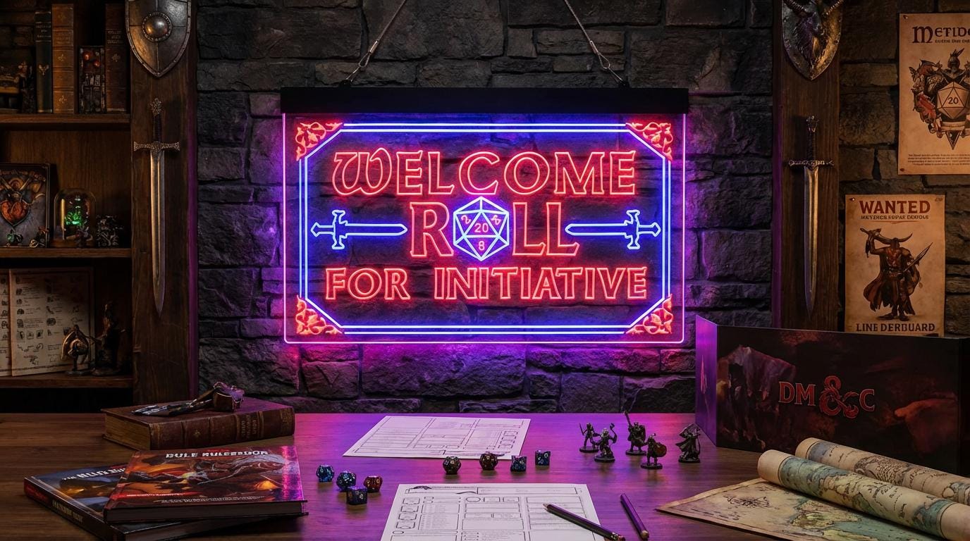 Rpg Library Sign Welcome Roll Dungeon Master LED Light Sign, Custom Tabletop RPG Room ...