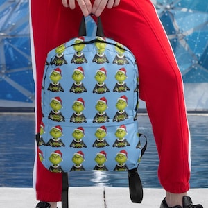 Grinch-Inspired Festive Backpack: Holiday Rucksack for Christmas Travel, Unisex Daypack