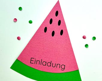Invitación de cumpleaños de verano para niños – Invitación para fiesta de cumpleaños infantil con temática de melón – Plantilla PDF imprimible