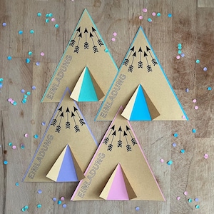 Einladungskarte Tipi pastell