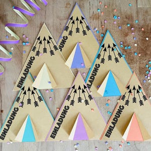 Einladungskarte Tipi pastell