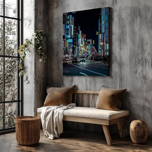 Tokyo Night Canvas Print - Neon City Wall Art - Shinjuku Street Photography