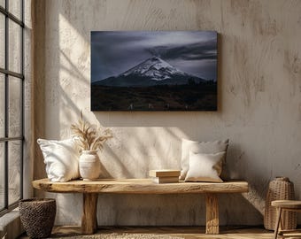 Lienzo fotográfico de volcanes de Ecuador - Impresión original del Monte Cotopaxi - Arte mural de naturaleza con paisajes espectaculares - Decoración de viaje