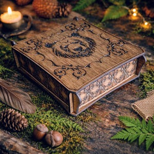 Bear Wooden Keepsake Box - Handcrafted Forest Spirit Jewelry Box - Grizzly Bear Engraved Gift - Rustic Wildlife Decor - Mens Valet Tray Orga