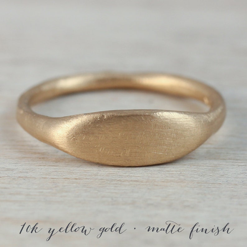 Eco-friendly Viking Primitive Bronze Age Gold or Palladium Simple Alternative Engagement Ring Women/'s Ancient Texture Oval Signet Ring