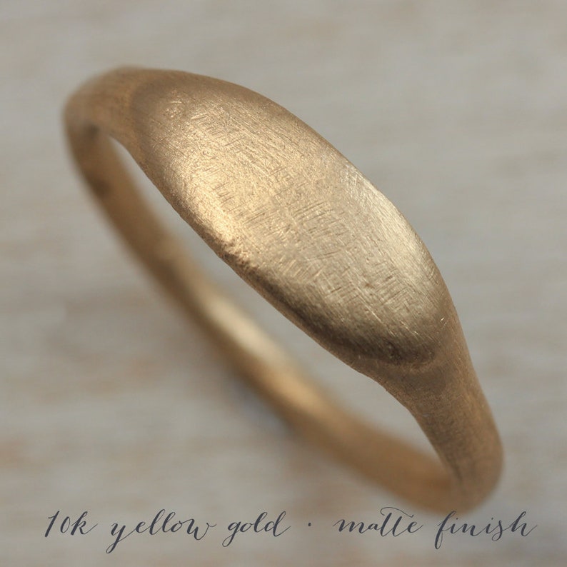 Eco-friendly Viking Primitive Bronze Age Gold or Palladium Simple Alternative Engagement Ring Women/'s Ancient Texture Oval Signet Ring