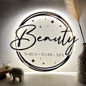 Custom Acrylic Business Logo Sign, acrylic neon round sign, LED Business Logo Sign, Salon Sign, Sign for Business, Acrylic Business Sign