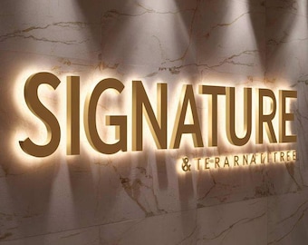 Custom 3D Metal Backlit Logo Sign, Business Reception Signage, Office Logo Storefront Sign, LED Office Business Logo LED Outdoor Sign
