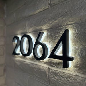 Illuminated Metal House Numbers,Modern House Numbers Sign,Home Wall Decor, LED House Numbers, Door Sign,Custom Address Illuminated Numbers
