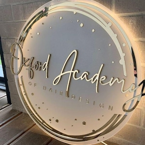Letrero retroiluminado de acrílico / Logotipo retroiluminado de neón personalizado / Letrero comercial iluminado / Logotipo LED 3D / Letreros comerciales para tiendas / Letreros decorativos de pared redondos