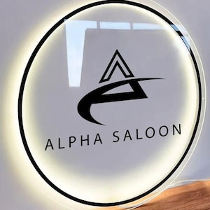 Custom Acrylic Back lit Business Sign, Round Acrylic Salon Light-Up Signage, Logo Sign Custom, Acrylic Wall Sign, Med Spa Reception Decor