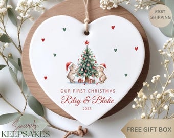 Our First Christmas Together Ornament - Couples Christmas Ornament - New Couple Gift 2025 - Ceramic Ornament Keepsake
