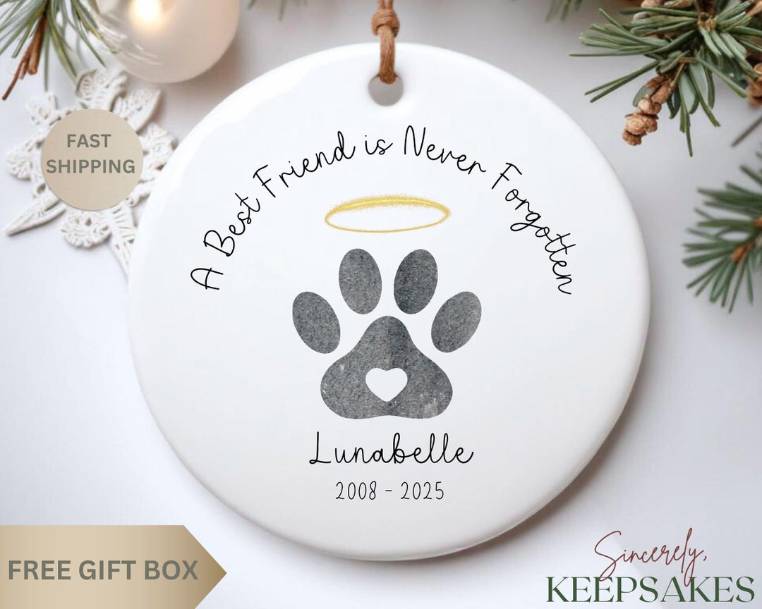 Dog With Angel Wings Memorial Ornament - Angel Halo Forever Loved Pet ...