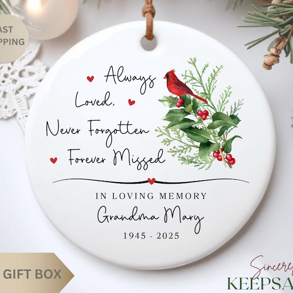 Personalized Cardinal Memorial Ornament - Custom Keepsakes for Loss of Loved One - Bereavement Condolence Gift