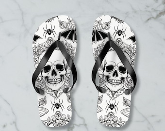 Skull Flip Flops: Gothic Tattoo Beach Sandals