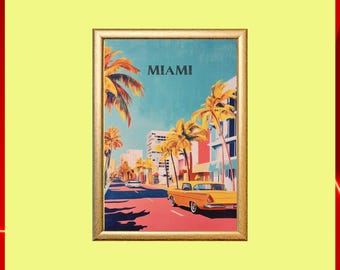 Midcentury Modern Miami Print: Vibrant City Art (Digital Download)