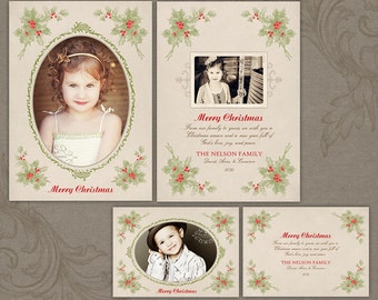 Christmas Heirloom | Photo Christmas Cards Templates | Photo Holiday Card Templates | Photoshop Templates | 5x7 Press Printed Cards