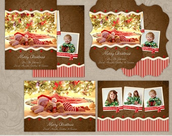 Gingerbread Crust | Multi Photo Holiday Christmas Card Templates | Elements Photoshop Templates | 5x7 Press Printed Card and Luxe Card