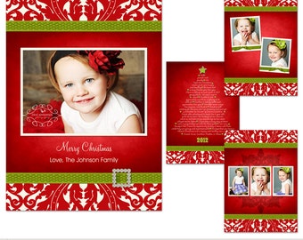 Christmas Eve | Photo Holiday Christmas Card | Elements Photoshop Templates | 5x7 Press Printed | Includes Christmas Tree Shaped Letter