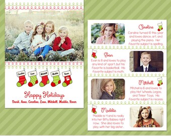 Personalized Stockings | Multi Photo Christmas Card Template | Holiday Card Template | Photoshop Templates | 5x7 Press Printed Card