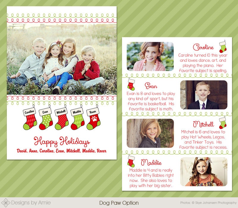 Personalized Stockings Multi Photo Christmas Card Template - Etsy