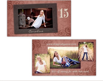 Vintage | 2x3.5 Photo Senior Rep Card/411 Card Template | Elements Photoshop Template