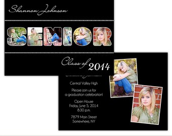 Senior Word | 5x7 Photo Senior Graduation Announcement Templates | Elements Photoshop Template