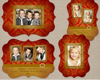 Keepsake | Multi Photo Christmas Holiday Cards Set | Elements Photoshop Templates | 5x7 WHCC Boutique Ornate E1 or Millers Luxe Die Cut Card
