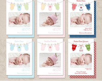 Baby Clothesline Set | Photo Baby Birth Announcement Card Template | Elements Photoshop Template | 5x7 Press Printed Cards or Photo Cards