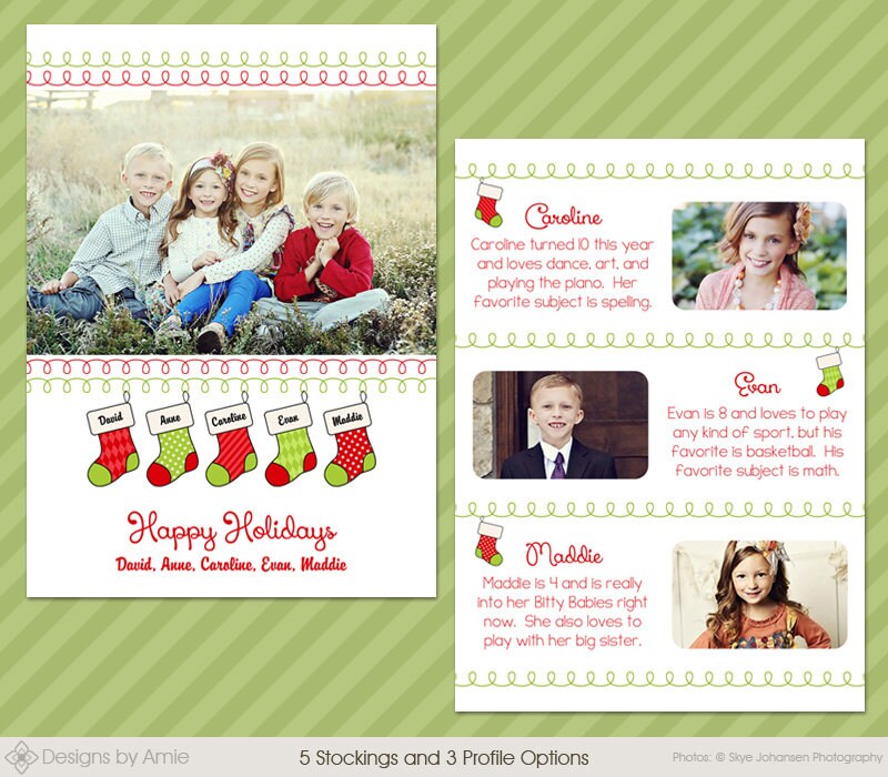 Personalized Stockings Multi Photo Christmas Card Template - Etsy