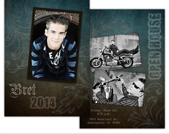 Urban Appeal | 5x7 Multi Photo Senior Graduation Announcement / Invitation Template | Elements Photoshop Templates | Plus 4x6 Photo Insert