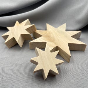 Unfinished 8 Point Star, Blank Thick Cutout Decoration, Rustic Standing Ornament for Painting
