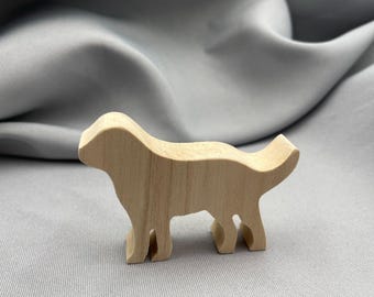 Unfinished Handcrafted Wood Standing Dog, Mini Decor for Nursery, Animal Lover Gift, Cutout Dog Statue, Wood Figurine
