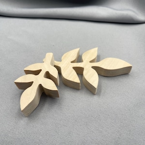 Unfertige Lorbeerzweigform, Holzkleiner Blattausschnitt mit Stiel, Holzrohlinge bereit zu bemalen, Sommer-DIY-Bastelbedarf, kleine Volkskunst-Dekore