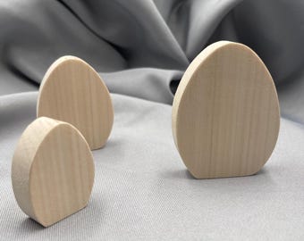 Small Egg Wooden Blank Different Sizes, Filling Easter Basket, Unfinished Piece Tray Decor, Standing Table Thick Wood Cutout