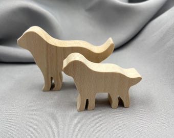Unfinished Wooden Cutout Dog Figurine, 2 Sizes Available, Standing Shelf Decor, Rustic Animal Statue, Preschool Craft Project