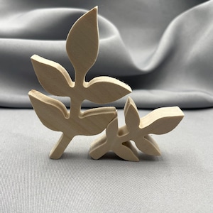 Mini Holz Ausschnitt Blatt auf Zweig, unfertige Lourel Zweig Herbst Dekor, Blätter Form leer bereit zu malen, botanische Stücke für das Handwerk