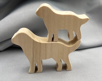 Unfinished Standing Wooden Dog Cutout, DIY Craft Blank, Natural Wood Shape for Painting, Chunky Animal, Dog Silhouette