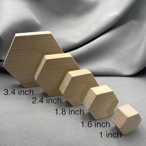 Wooden Hexagon Shape, Natural Blank Wood Cutout, Thick Piece for DIY Craft, Ready to Paint, Solid Basswood