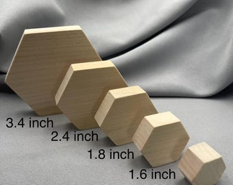 Wooden Hexagon Shape, Natural Blank Wood Cutout, Thick Piece for DIY Craft, Ready to Paint, Solid Basswood
