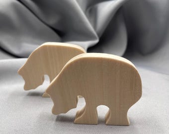 Kleiner Holzbär, Rohling aus Holz, Stehende Regaldekoration, Waldtier, Polartier-Mini-Holzfigur