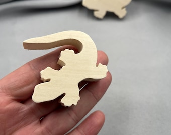 Unfinished Wooden Gecko Craft Blank, Standing Lizard Wood Cutout, DIY Project Safari Animal Shape, Pieces to Paint