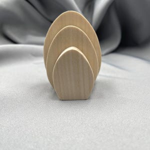 Unpainted Flat Wood Eggs for Crafts, Hen Small Eggs,  Untreated Wooden Eggs, Wood Shape Craft DIY, Standing Cutout Egg, Flat Bottom Set Eggs