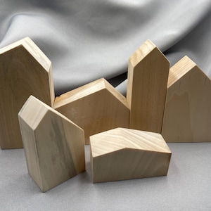 Holzhausblöcke, DIY Holzhaus Kit, Holzhausformen, Landhaus Regal Dekor zum Malen, Haus Set 6 Stück verschiedene Größen