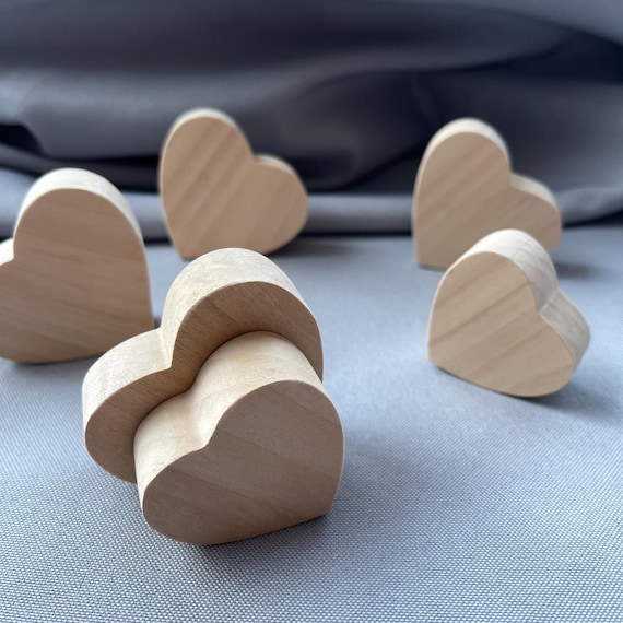 Didiseaon 30 Pezzi Cuori di Legno Grezzo 20Cm per