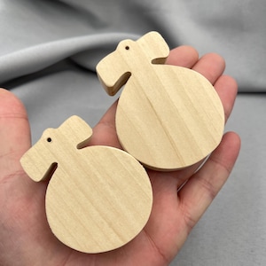 Unfinished Christmas Ornament Round, Wood Ball with Bow Cutout, Standing or Hanging Circle for Decoupage, Blank Family Holiday Craft Project