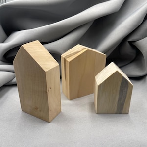 Unfertiger Holzhausblock, dicke große Hausformen, DIY Craft Winter Kids, bereit zum Bemalen, rustikales Manteltablett-Dekor