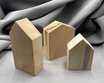 Unfinished Wooden House Block, Thick Large House Shapes, DIY Craft Winter Kids, Ready to Paint, Rustic Mantel Tray Decor
