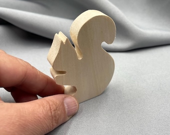 Unfinished Squirrel Shapes, Small Animal Cutout, DIY Craft Forest Theme Figurine, Tiered Tray Decor, Standing Blank for Pait